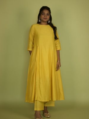 Yellow kali Kurta Set