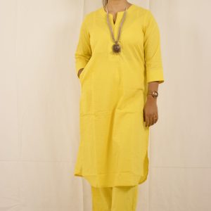 Yellow Cotton Sukoon Kurta Set