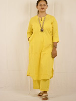 Yellow Cotton Sukoon Kurta Set