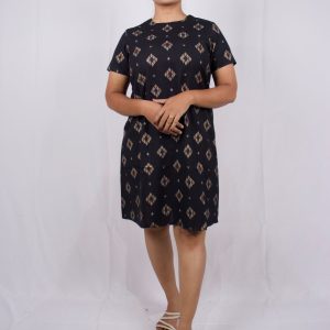 Black Printed Keyhole Dress