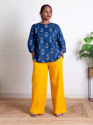 Blue Printed Rojana Cotton Top