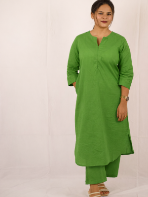 Green Cotton Sukoon Kurta Set
