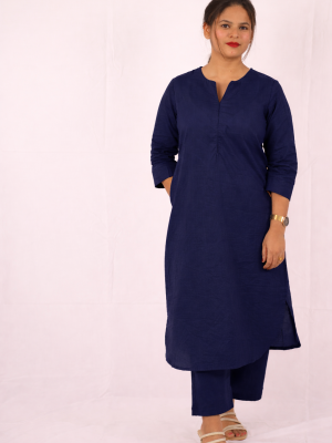 Deep blue Cotton Sukoon Kurta Set