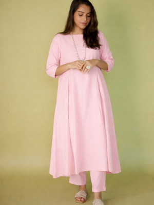 Pastel Pink kali Kurta Set
