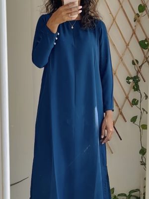 Blue Buttoned Kurta Set with Matching Pant
