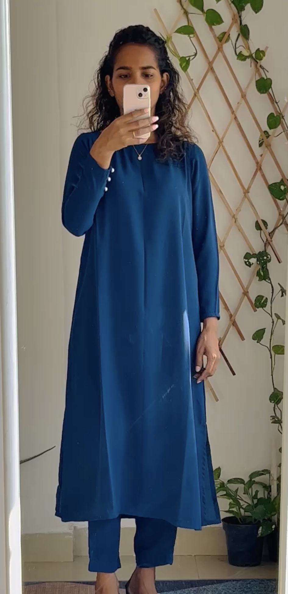 Blue Buttoned Kurta Set