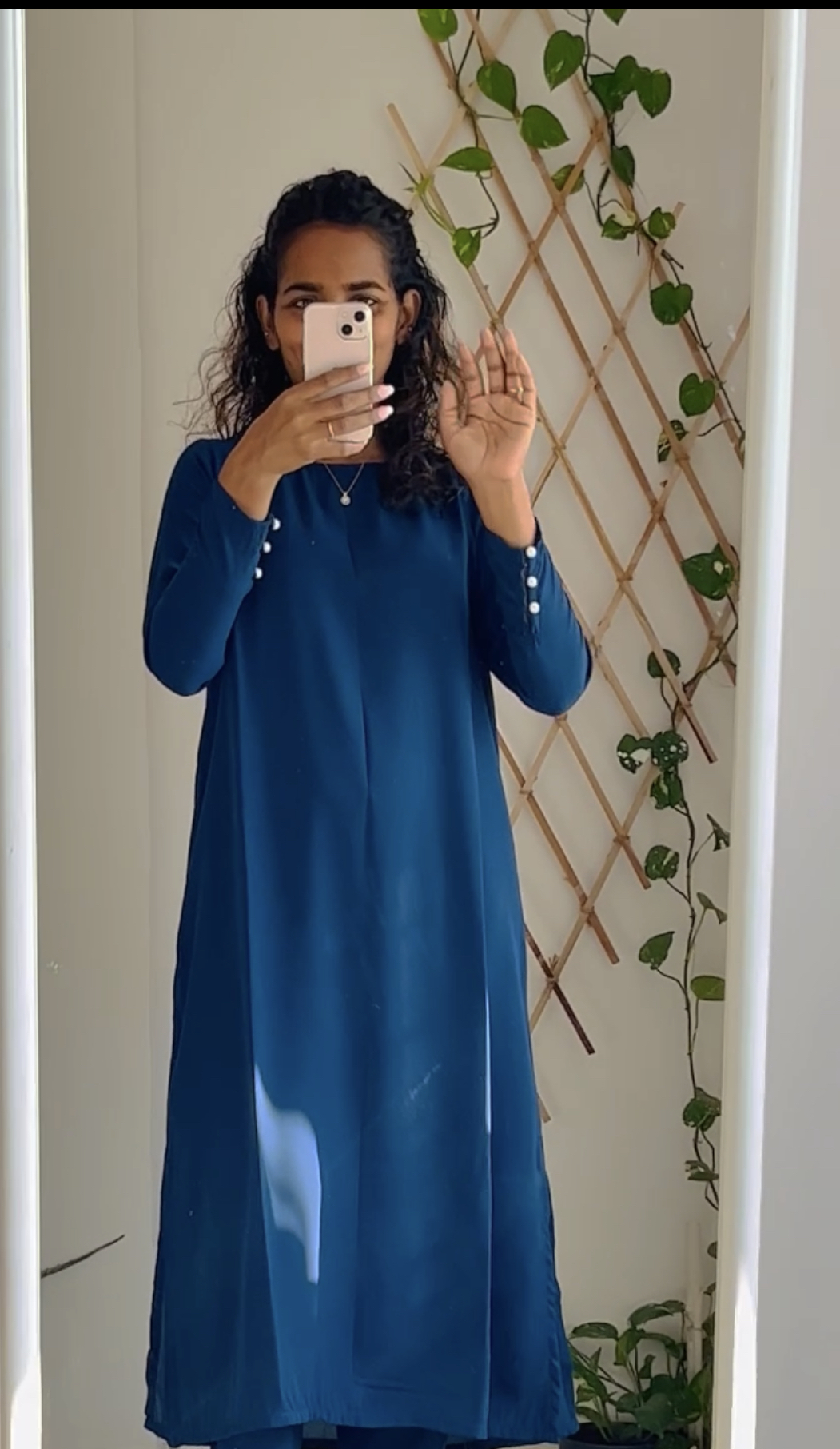 Blue Buttoned Kurta Set - Image 3