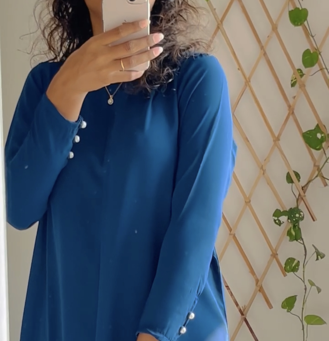 Blue Buttoned Kurta Set - Image 2