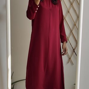 Maroon Buttoned Kurta Set