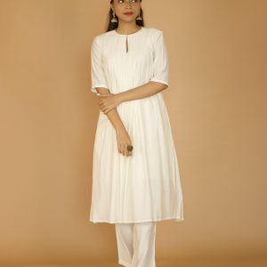 Ivory Chaneri Pleated Kurta Set