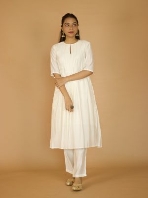 Ivory Chaneri Pleated Kurta Set