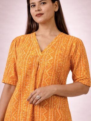 Mustard Bandhani Kurta with Matching Pant