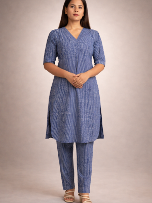 Indigo Handblock Kurta Set with Matching Pant