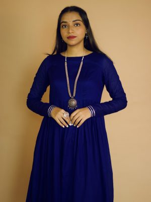 Royal Blue Mul GottaPatti Anarkali Set