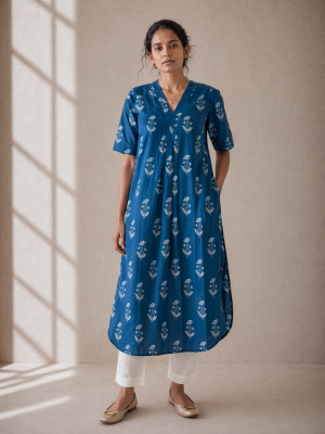 Classic Neel Handblock Kurta with Matching Pant