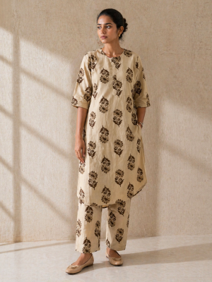 Rustic Beige Rojana Kurta Set