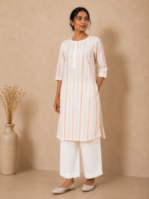 Peach Mist Pure Cotton Kurta