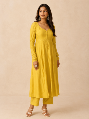 Mustard Muse 16-kali Anarkali Set