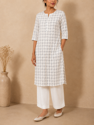 Reva Check Pure Cotton Kurta