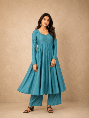 Teal 16-kali Anarkali Set