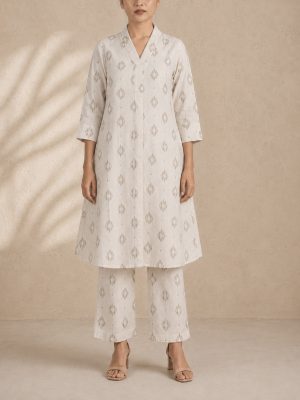 Beige Ikat Everyday Kurta Set